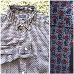 J crew | Blue and red pineapple print dress shirt slim fit